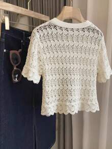 GlowEve Áo khoác cardigan nữ cổ chữ V thanh lịch, mẫu mới mùa xuân/hè. - trắng - Xem 2