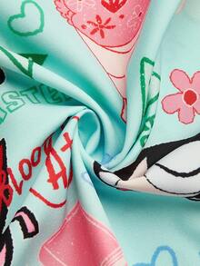 PopScrub THE POWERPUFF GIRLS X SHEIN 女士清新浅蓝色沙漠印花V领工作服，适合工作、通勤、护理等场合 - 彩色 - 查看 8
