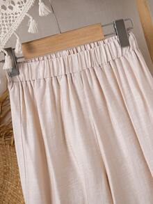 SHEIN Pantalones casuales de ajuste holgado con textura color albaricoque para niña - Multicolor - Ver 6