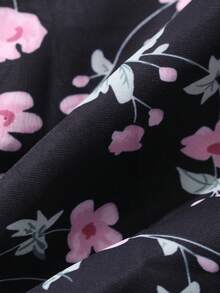 DAZY 女士高腰碎花休闲中长裙 - 黑色 - 查看 6