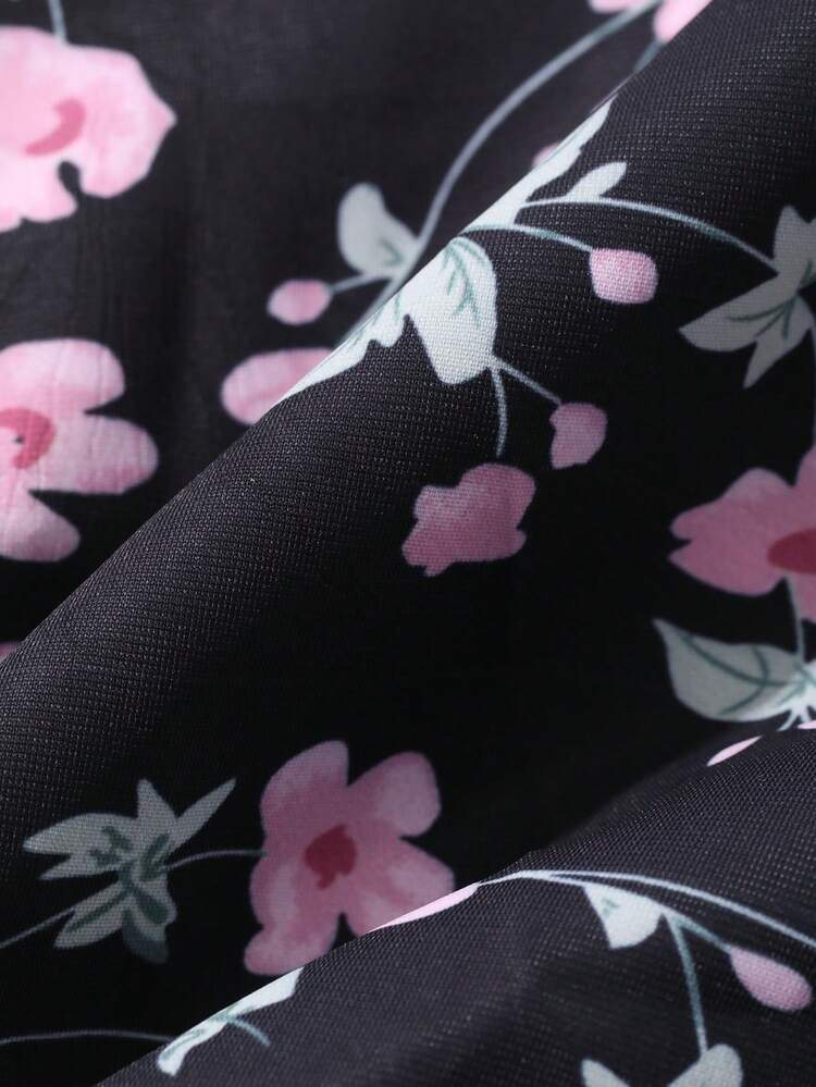 Women's High Waist Ditsy Floral Casual Midi Skirt