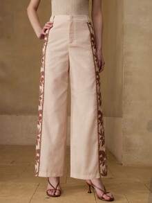 MOTF PREMIUM QUẦN ỐNG THẲNG HỌA TIẾT HOA PHONG CÁCH BOHEMIAN MÙA HÈ DÀNH CHO NỮ - Màu Khaki - Xem 6