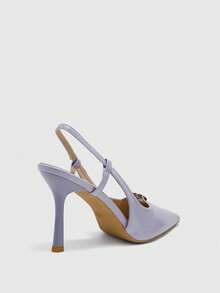 CUCCOO BIZCHIC Women's Light Purple Slingback Heels Pointed Toe Gold Buckle Stiletto Pumps - Light purple - View 4