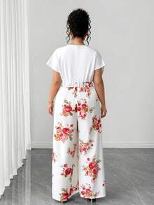 SHEIN Clasi 大码女式印花优雅阔腿连体裤 - 彩色 - 查看 2