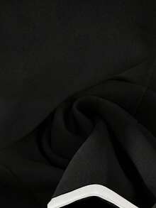 SHEIN Franclia 女士优雅撞色方领短袖喇叭腰T恤，适合日常穿着，春夏款 - 黑色 - 查看 3