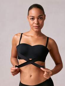 Veilyse Ab Cup Front Closure Bra For Women, Anti-Slip, Push Up Bra For Bridal Dress, Lingeriefor Summerfor Summer - Black - View 1