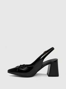 CUCCOO BIZCHIC Giày cao gót thời trang nữ, đế dày có nơ, chất liệu PU, phù hợp cho mọi mùa, đi làm, đi nghỉ mát, công sở, hoạt động ngoài trời và hàng ngày. - màu đen - Xem 5