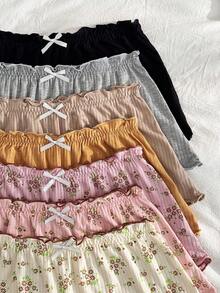 7-Pack Plus Size Ribbed Ditsy Floral Ruffle Hem Boyshort Panties - Multicolor - View 5