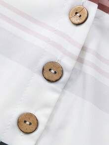 Rusticease Plus Size Women Striped Button Half Placket Roll Up Sleeve Shirt And Pants Casual 2 Pieces Set Female Country Look Vacation Outfits For Women  Summer Holiday Outfits Summer Outfits For Women Cruise Outfit For Women Resort Wear Two Piece Set Pyjamas Set Women Two Piece Outfits For Women Sets Retro Outfit For Women Set - Multicolor - View 5