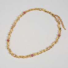 Glisma 18k Gold Plated Moon Gemstone Chain Necklace Bracelet - Yellow Gold - View 8