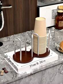 1 pieza Soporte de madera multifuncional para tazas y vasos, organizador y estante de almacenamiento para tazas de café y té, color marrón rústico, antideslizante, para mostrador de cocina, estación de café, decoración del hogar y uso diario - Multicolor - Ver 17