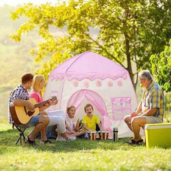 MINKOJA Large Princess Play Tent - Blue Starry Theme, Durable Polyester Material And Steel Frame, Suitable For Boys And Girls - Ideal Birthday Or Holiday Gift, Children's Pop-Up Play Tent, Indoor/Outdoor Princess Castle Playhouse, Travel & Camping Game, Fit For 0-9 Years Old Kids, Baby Teepee Doll House, Ball Pit, Easter Gift