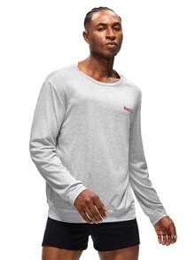 Men's Grey Autumn Casual Crew Neck Long Sleeve Sweatshirt,Rest Era Red Text Print On Chest And Sleeves,Comfortable Fashionable Daily Wear Top - Grey - View 4