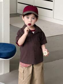 DAZY 男童/幼儿翻领时尚上衣 - 棕色 - 查看 4