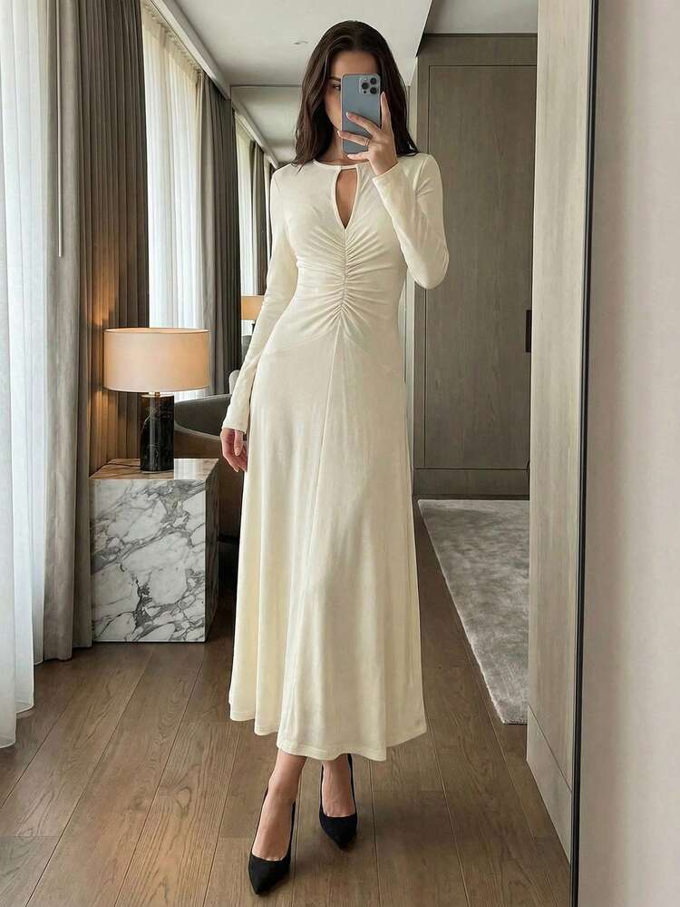 SHEIN Maija MAIJA Sommerkleid mit Rückenausschnitt, florales, fließendes Maxikleid mit Spaghettiträgern