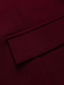 GlowEve CURVE Plus Size Solid Color Minimalist Daily Wear Button Decor Long Sleeve Blazer - Burgundy - View 6