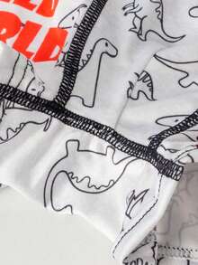 Bộ 4 món đồ lót bé trai phong cách tối giản in hình khủng long, gồm áo ba lỗ và quần boxer thoải mái. - Nhiều màu - Xem 3