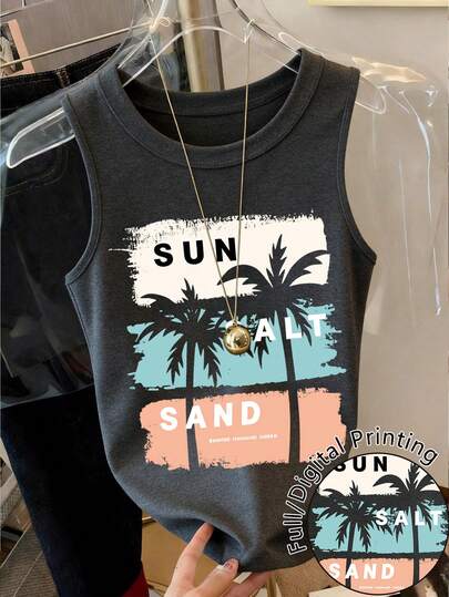 Resyla Women's Printed Minimalist Casual Sleeveless Tank Top