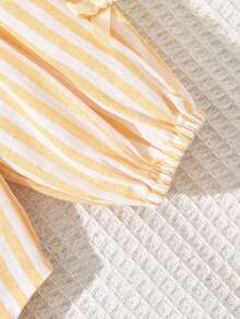 SHEIN Áo sơ mi dệt sọc thường ngày cho bé gái - Nhiều màu - Xem 4