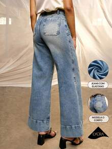 Daynim High Waist Wide Leg Jeans - Medium Wash - View 2