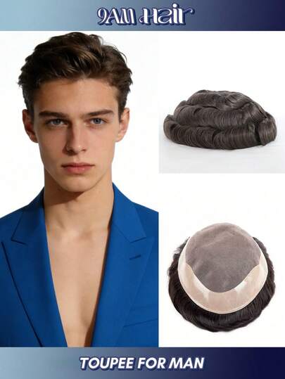 Tóc giả cao cấp dành cho nam giới sử dụng hàng ngày - Chiều dài tóc ngắn 15cm, đế lưới MONO thoáng khí 8*10, đáy lưới siêu thoáng khí thoải mái, tóc giả tự nhiên, vô hình, chân thực dành cho nam giới, tóc mềm mại và vừa vặn chắc chắn, phụ kiện thay thế tóc lý tưởng hàng ngày cho nam giới bị rụng tóc.