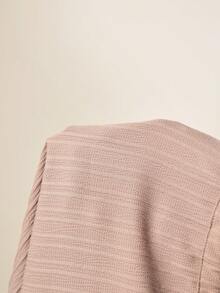 MaterniWear 两件套孕妇装：纯色纽扣短袖上衣和宽松长裤 - 卡其色 - 查看 11