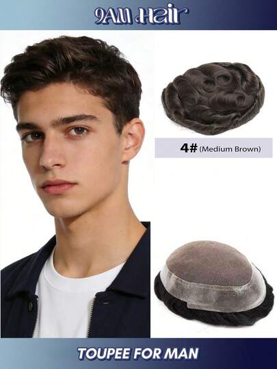 澳大利亚优质透气蕾丝男士假发，8x10大覆盖网底尺寸，6英寸柔顺自然短发质感，低过敏透气蕾丝底，轻盈无压迫感，佩戴舒适，逼真头皮隐形发际线，是男士头发稀疏、发际线后移和秃顶的理想日常解决方案。