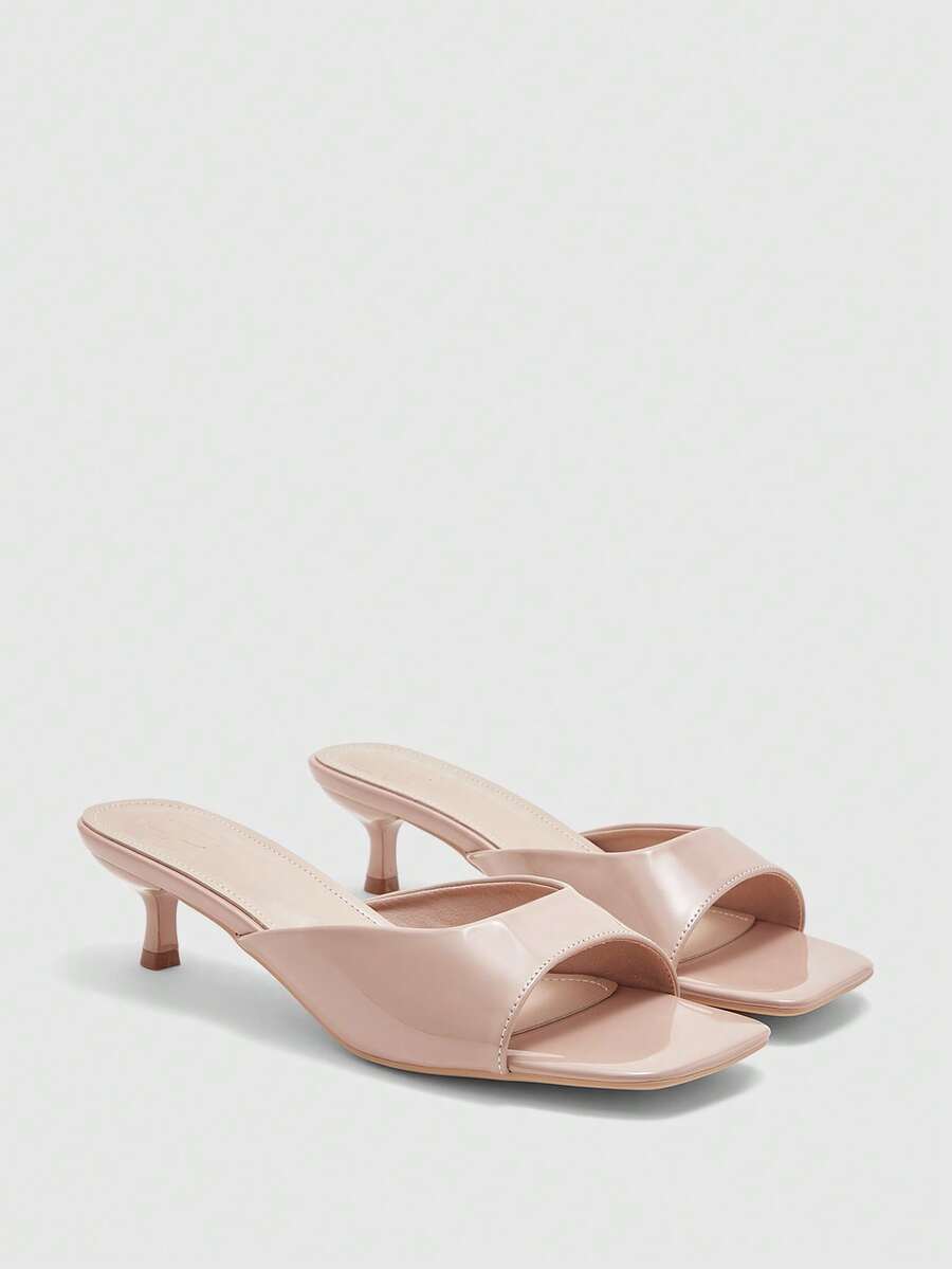 CUCCOO BIZCHIC 女士鞋履 春夏新款杏色一体式露趾高跟凉鞋拖鞋 简约时尚舒适 百搭通勤女凉鞋 女鞋 - 杏色 - 查看 1