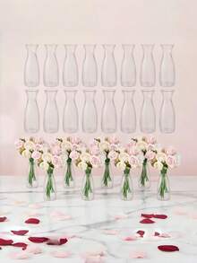 SHEIN 5 10 12 Pieces Plastic Striped Vase Set Transparent Floral Arrangement Handmade For Various Bouquets And DIY Decoration Holiday Home Decor Desktop Wedding Party Display - A - View 3