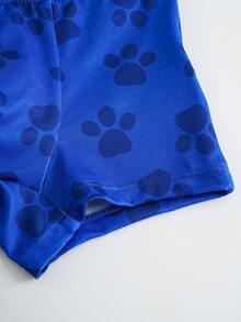 SHEIN | PAW Patrol 一套男童卡通印花背心和短裤内衣套装 - 藍白色 - 查看 4