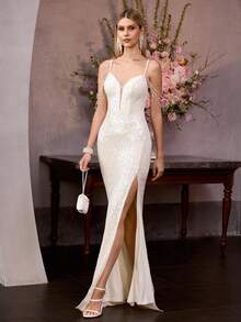 MOTF Soiréza VESTIDO DE FIESTA ELEGANTE CON LENTEJUELAS Y CUENTAS PARA PRIMAVERA/VERANO - Albaricoque - Ver 5