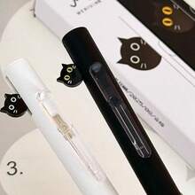 New Anxiety Cat Hiding Cat Center Comparison Pen, Creative Personalized Cute Quick-Drying Brush Pen, Single Tube With 2 Refills, 0.5mm Quick-Drying Brush Pen For Students - Black - View 4