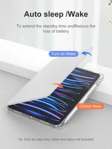 1 Bao da máy tính bảng chống trầy xước, tương thích với khe cắm bút chì tích hợp, nắp gập xoay 360 độ, chống sốc cao cấp, hỗ trợ tự động bật/tắt màn hình và góc nhìn linh hoạt - Màu xám nhạt - Màu Xám nhạt - Xem 9