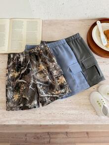 SHEIN 3pcs Young Boy Woven Solid & Ditsy Floral Casual Pants Set - Multicolor - View 7