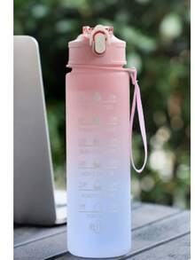 1 Pc 2L / 750ml Large Capacity Pink Gradient PC Water Bottle, Portable Sports Fitness Straw Cup, Suitable For Home, Travel And Outdoor Use - Pink - View 3