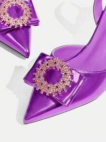 CUCCOO TILAWA Elegant Minimalist Green Pointed Toe Mid Heel Pumps, Suitable For Work, Dates, And Formal Occasions - Purple - View 5