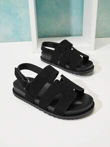 Mini mi #ComfortLite Kids' Soft Footbed Hook-And-Loop Back Strap Sandals - Black - View 4