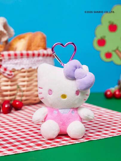 POKOJA LAND HELLO KITTY AND FRIENDS | 4英寸粉色小猫钥匙扣，坐姿小猫毛绒挂件，收藏钥匙扣，可爱卡通人物钥匙配件，趣味十足的包包挂件，汽车内饰挂件，日常搭配装饰，完美的节日生日礼物