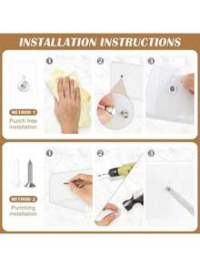 1 chiếc kệ treo tường không cần khoan lỗ màu trắng, có hai kích cỡ, được làm từ chất liệu acrylic, thích hợp để lắp đặt không cần khoan. Lý tưởng cho phòng tắm, cũng như nhà bếp, văn phòng và phòng khách. - trắng - Xem 4