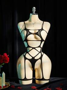 SpicyHot Bộ jumpsuit gợi cảm dành cho nữ, kiểu dáng ôm sát, phong cách cá tính. - màu đen - Xem 1