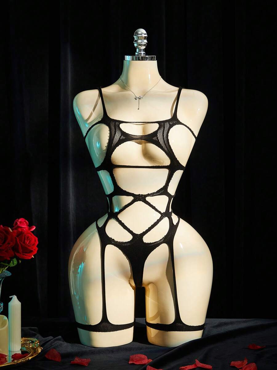 SpicyHot Bộ jumpsuit gợi cảm dành cho nữ, kiểu dáng ôm sát, phong cách cá tính. - màu đen - Xem 1