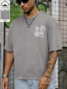 PAVTROS 夏季加大码男士休闲印花T恤 - 淺灰色 - 查看 2