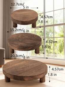 3 Rustic Wooden Display Stands And Cake Stands, Ideal For Home Kitchens, Bedrooms, Birthday Parties, Festive Gatherings And Home Decor - Multicolor - View 7