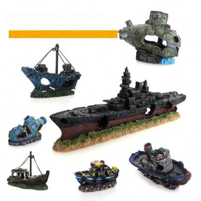 1 chiếc mô hình máy bay chiến đấu Thunder Fighter bằng nhựa dùng để trang trí bể cá - Phụ kiện trang trí bể cá.