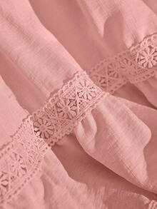 CosyJoli Plus Size Women Casual Lace Trim Sleeveless Blouse - Pink - View 3