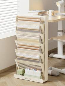 1 Carrito de almacenamiento de escritorio de múltiples capas, estantería con ruedas de plástico para documentos de oficina, estantería con ruedas, adecuada para el hogar y la oficina - Multicolor - Ver 5