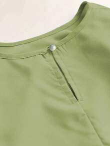 Maweii Plus Size Women Solid Color Round Neck Peplum Top And Loose Pants 2 Pieces Set - Green - View 8
