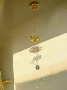Madebyblanc 1 Peça Mini Apanhador de Luz Natural de Cristal Branco em Formato de Flor de Lótus e Trevo de Quatro Folhas, Bola de Cristal Ornamento Decorativo para Janela de Casa, Presente para Mulheres - Multicolor - Visão 8