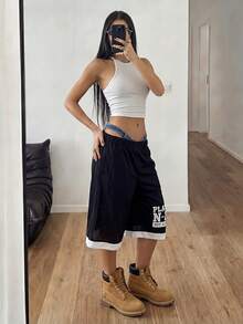 StreetHx Quần short bóng rổ nữ mùa hè kiểu dáng thường ngày - màu đen - Xem 5