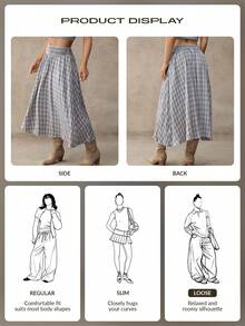 WESTFADE Embroidered Plaid Smocked Waist Convertible Midi Skirt And Dress - Blue - View 7